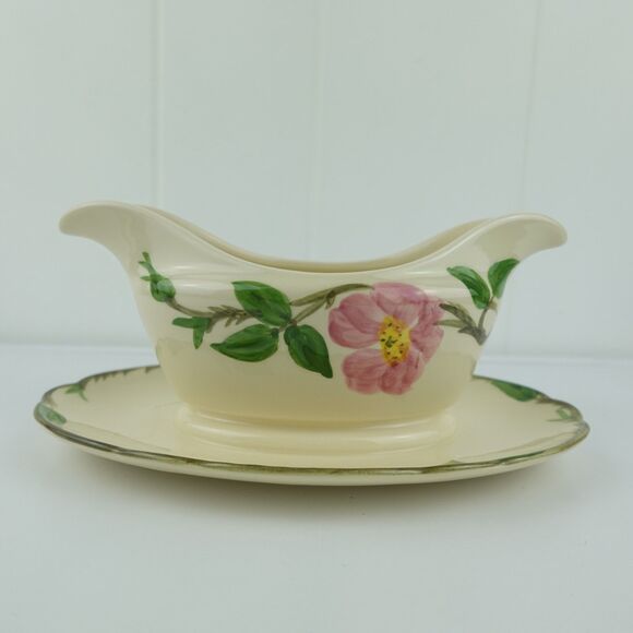Franciscan Desert Rose Gravy Boat Underplate Attached Flying F 1979 - 1984 - Picture 1 of 13